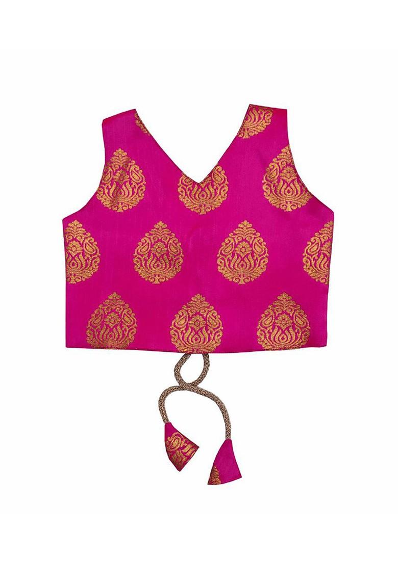 Orange Embroidered Blended Lehenga Choli For Girls - Indya