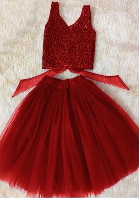 Maroon Embroidered Blended Lehenga Choli For Girls