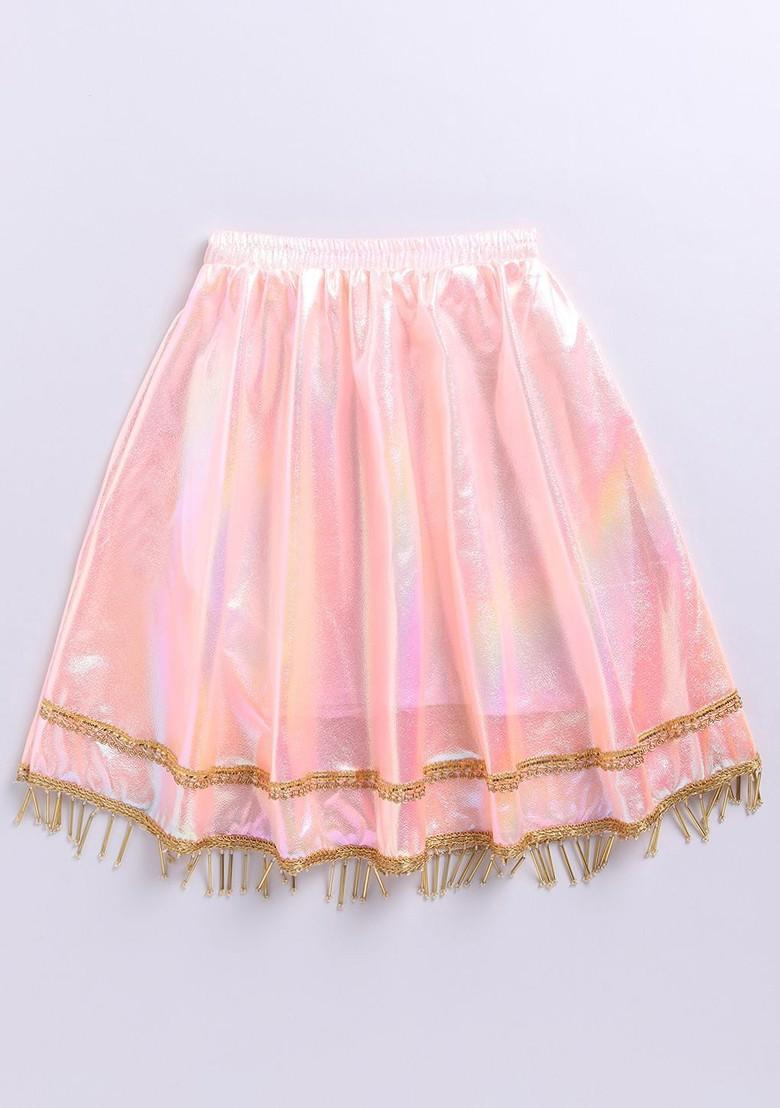 Pink Embellished Blended Lehenga Choli For Girls - Indya