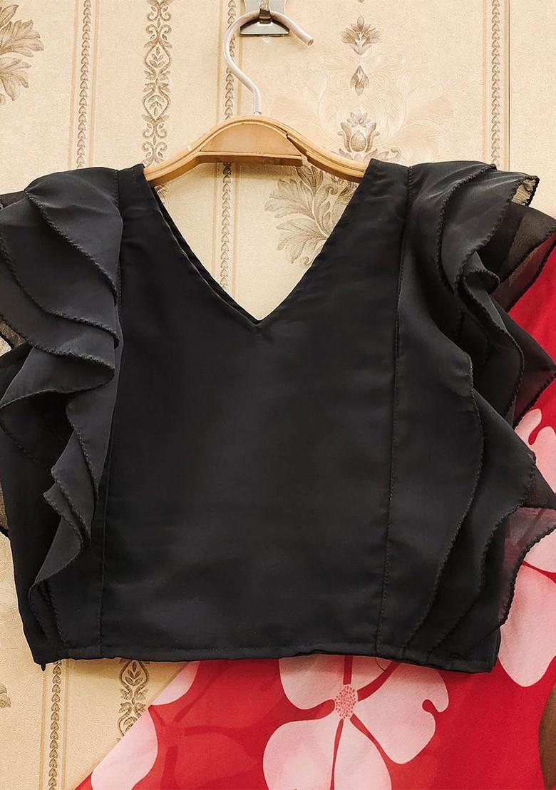 Red Embroidered Blended Lehenga Choli For Girls - Indya