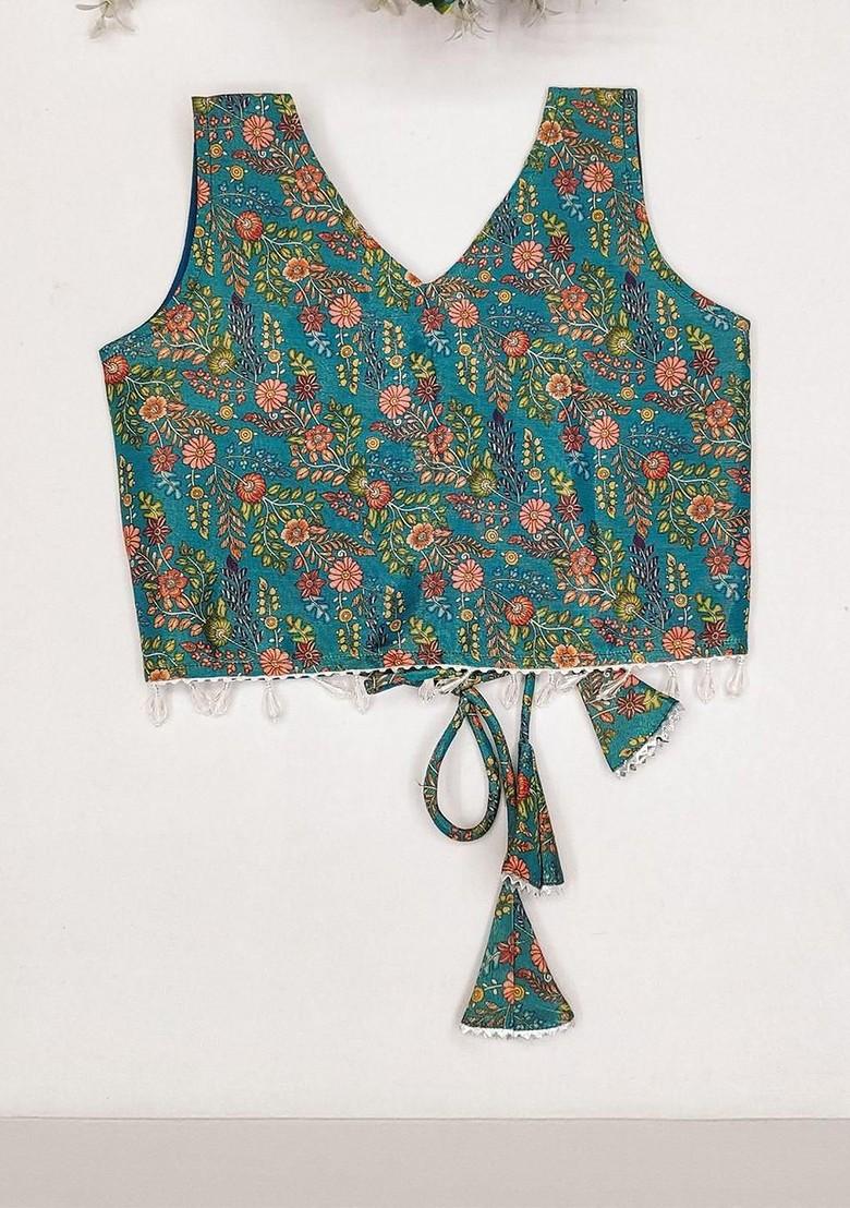 Yellow Printed Blended Lehenga Choli For Girls - Indya