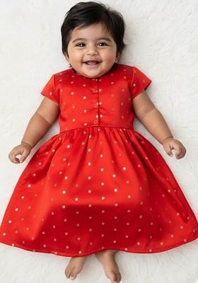 Red Zari Blended Lehenga Choli For Girls