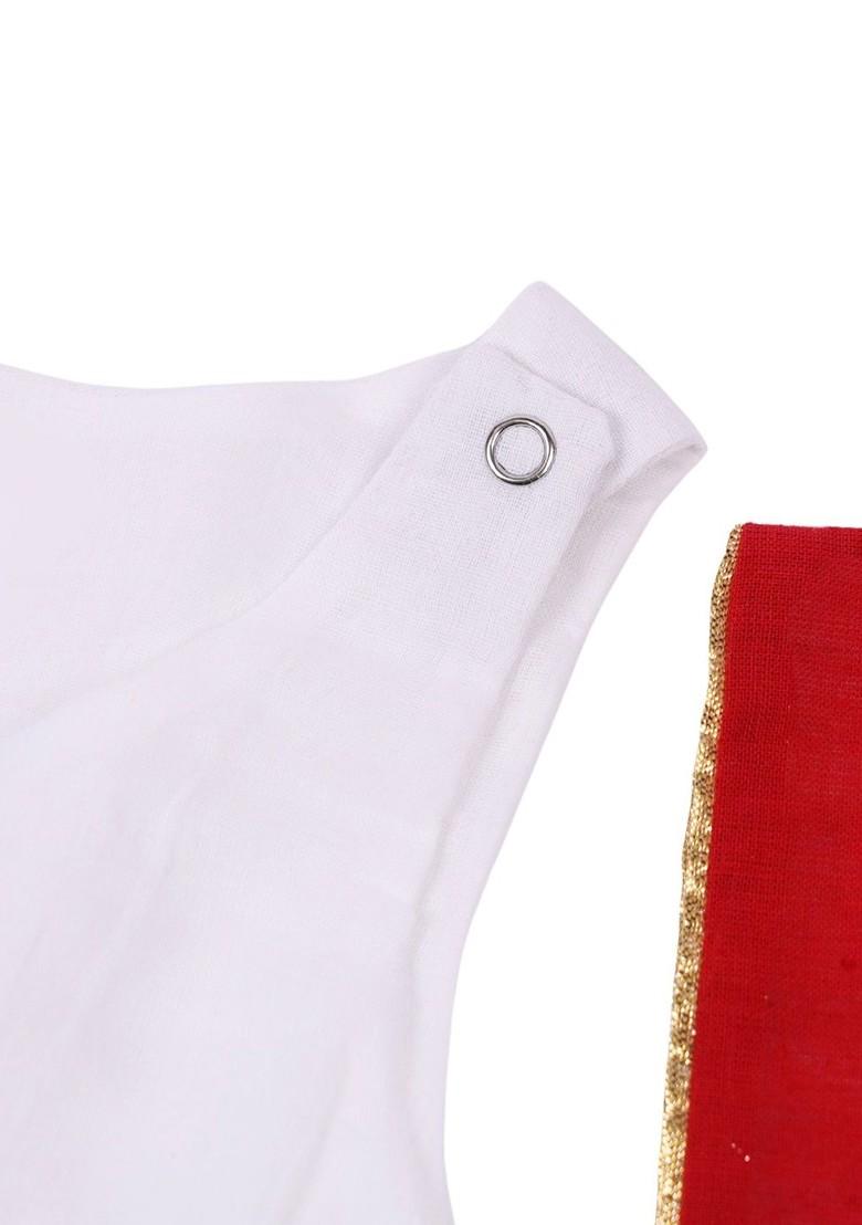 Red Embroidered Cotton Blend Lehenga Choli For Girls - Indya