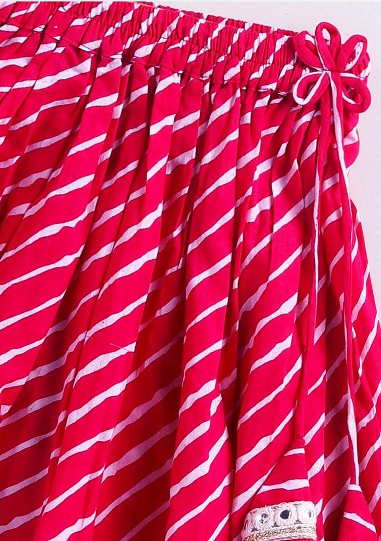 Pink Printed Blended Lehenga Choli For Girls - Indya