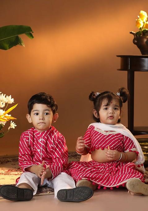 Pink Printed Blended Lehenga Choli For Girls — view on Indya