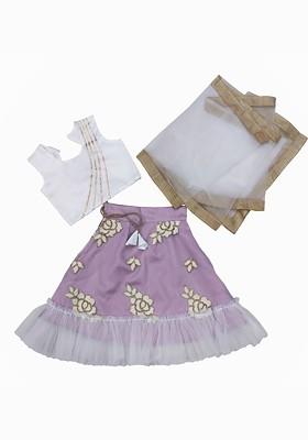 Purple Embroidered Blended Lehenga Choli For Girls