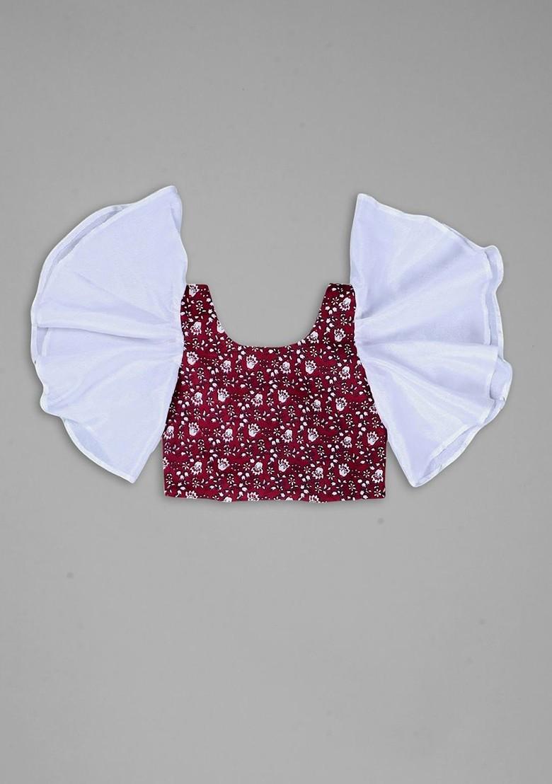 Maroon Printed Blended Lehenga Choli For Girls - Indya