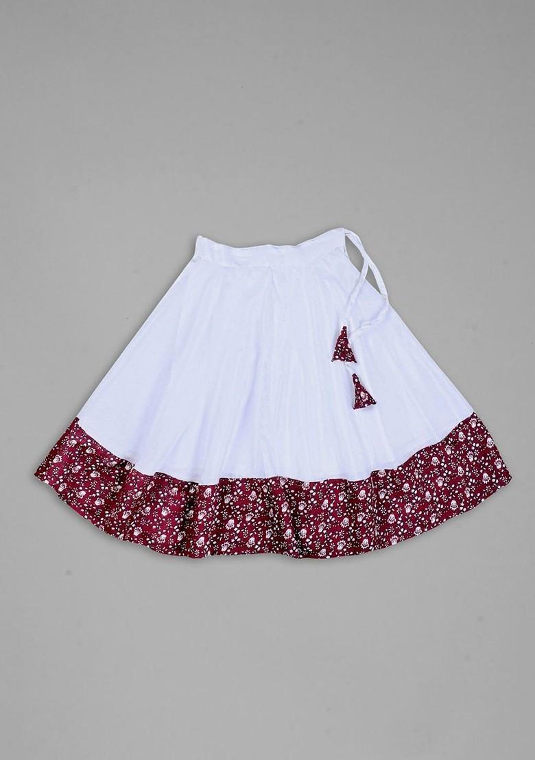 Maroon Printed Blended Lehenga Choli For Girls - Indya