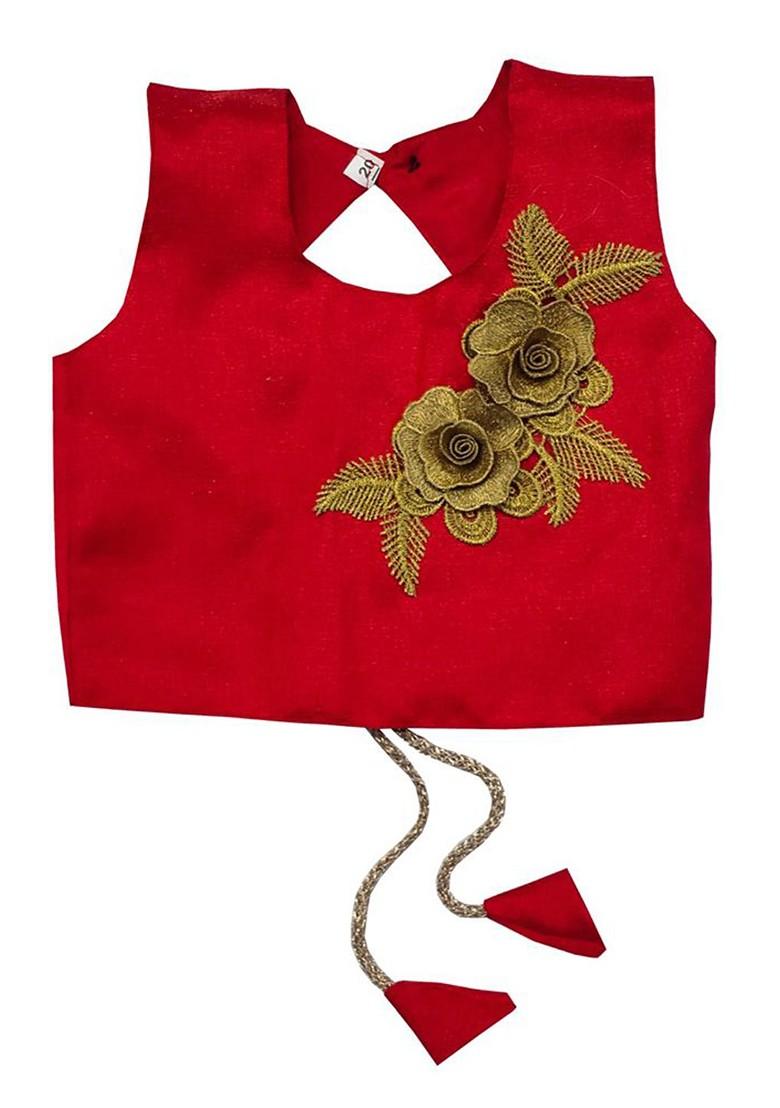 Green Embroidered Net Lehenga Choli For Girls - Indya