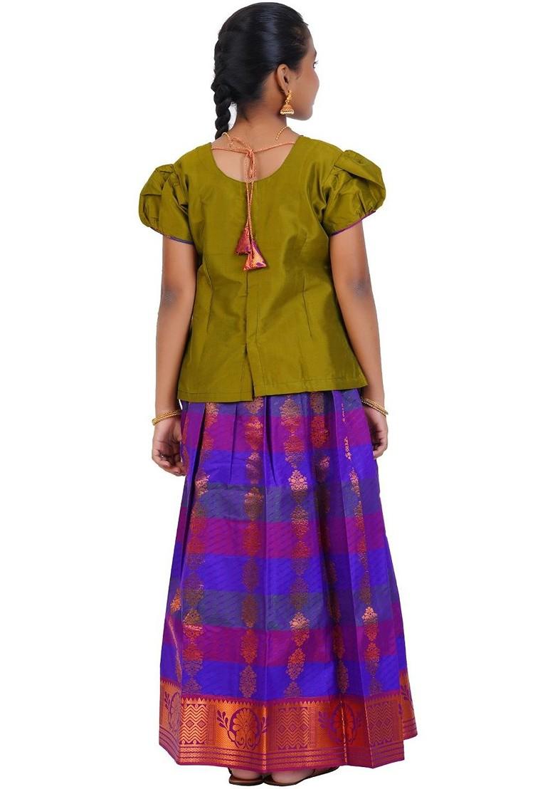 Multicolor Embroidered Blended Lehenga Choli For Girls - Indya