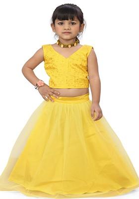 Purple Embroidered Blended Lehenga Choli For Girls