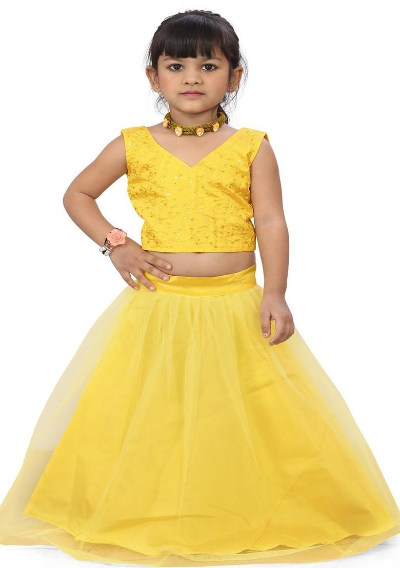 Purple Embroidered Blended Lehenga Choli For Girls - Indya