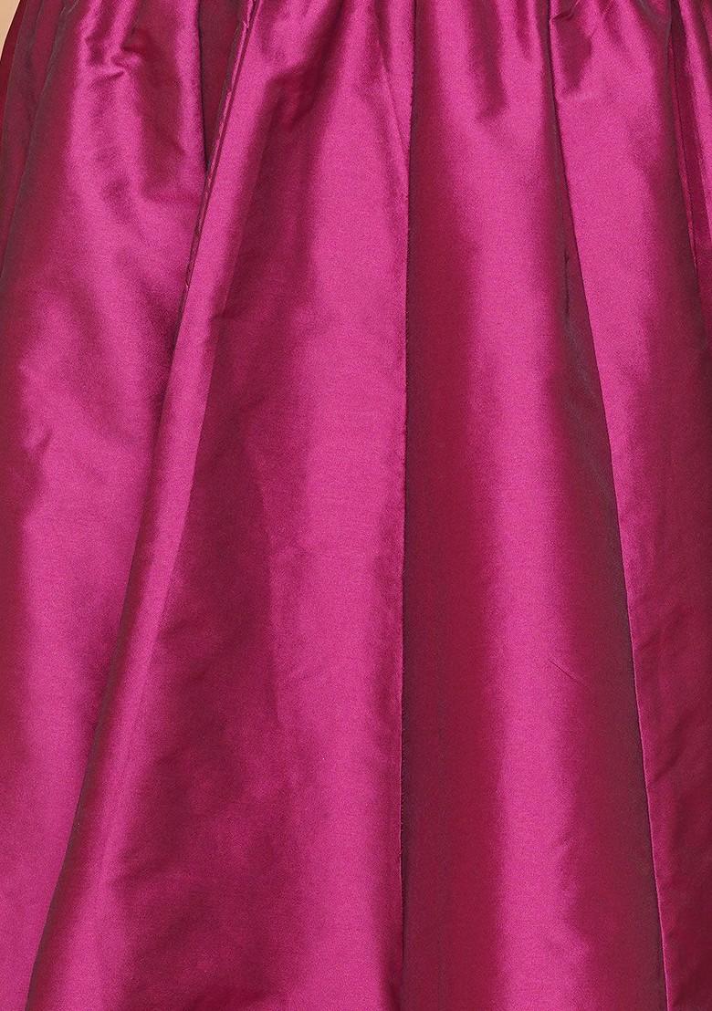 Pink Printed Blended Lehenga Choli For Girls - Indya