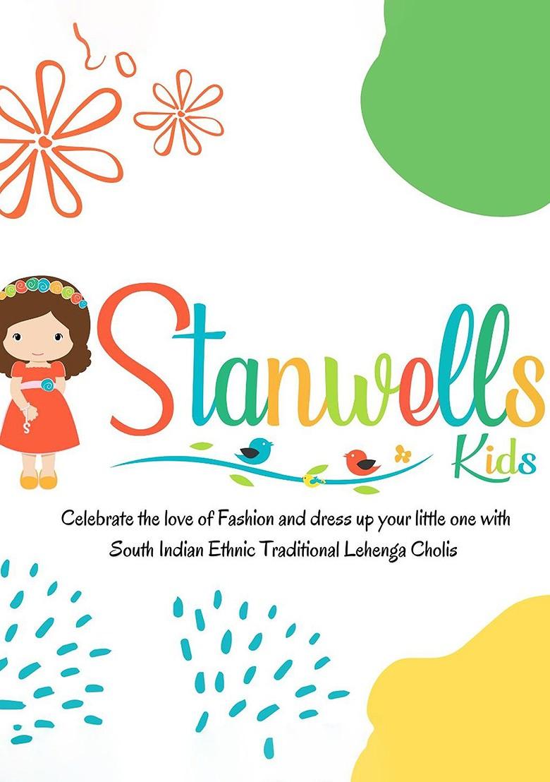 Yellow Embroidered Blended Lehenga Choli For Girls - Indya