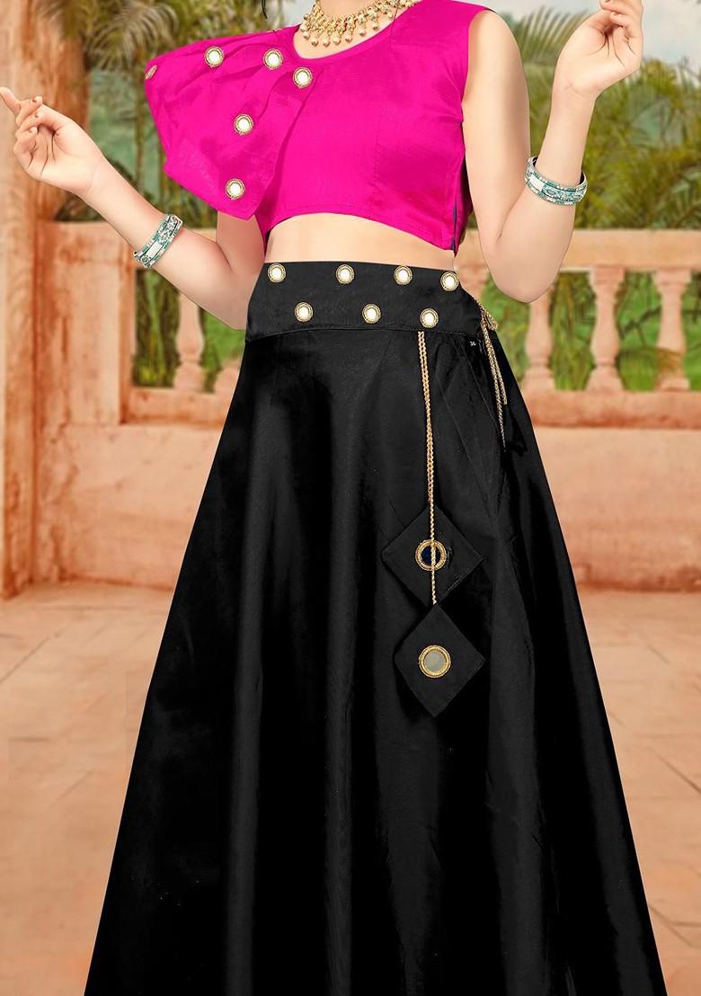 Pink Embellished Blended Lehenga Choli For Girls - Indya