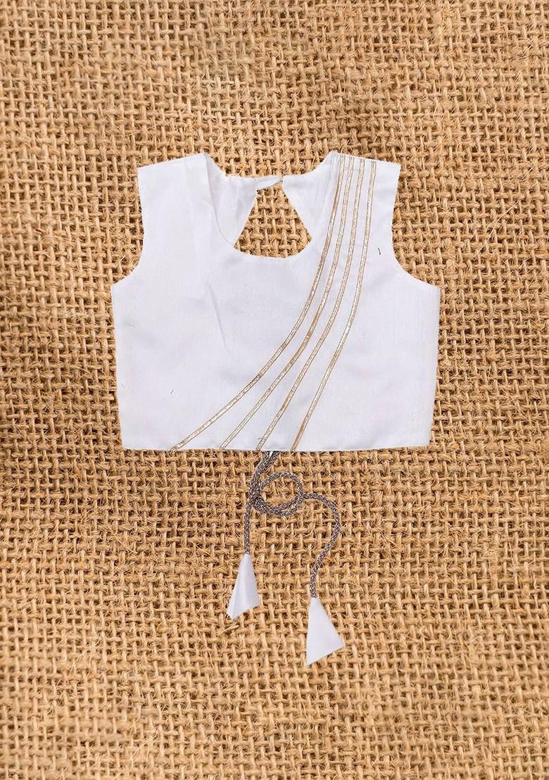 Mustard Embroidered Blended Lehenga Choli For Girls - Indya