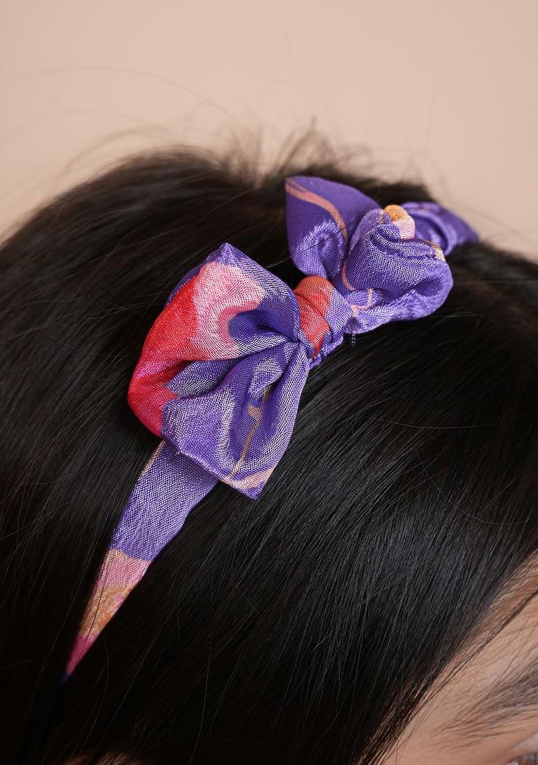 Purple Printed Blended Lehenga Choli For Girls - Indya