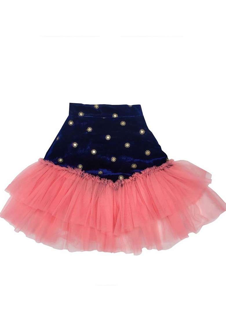 Peach Embroidered Blended Lehenga Choli For Girls - Indya