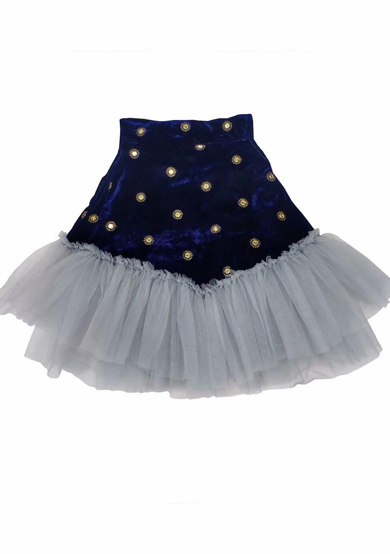 Grey Embroidered Blended Lehenga Choli For Girls - Indya