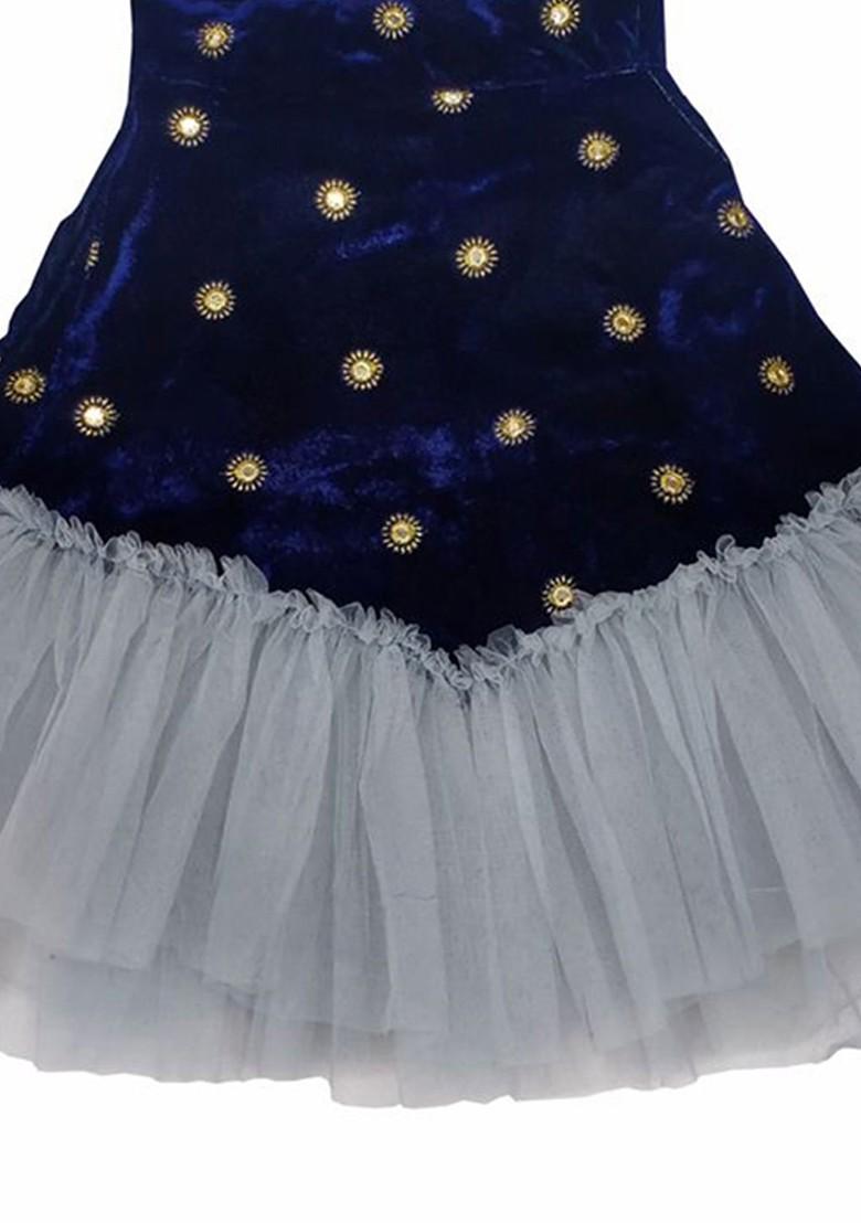 Grey Embroidered Blended Lehenga Choli For Girls - Indya