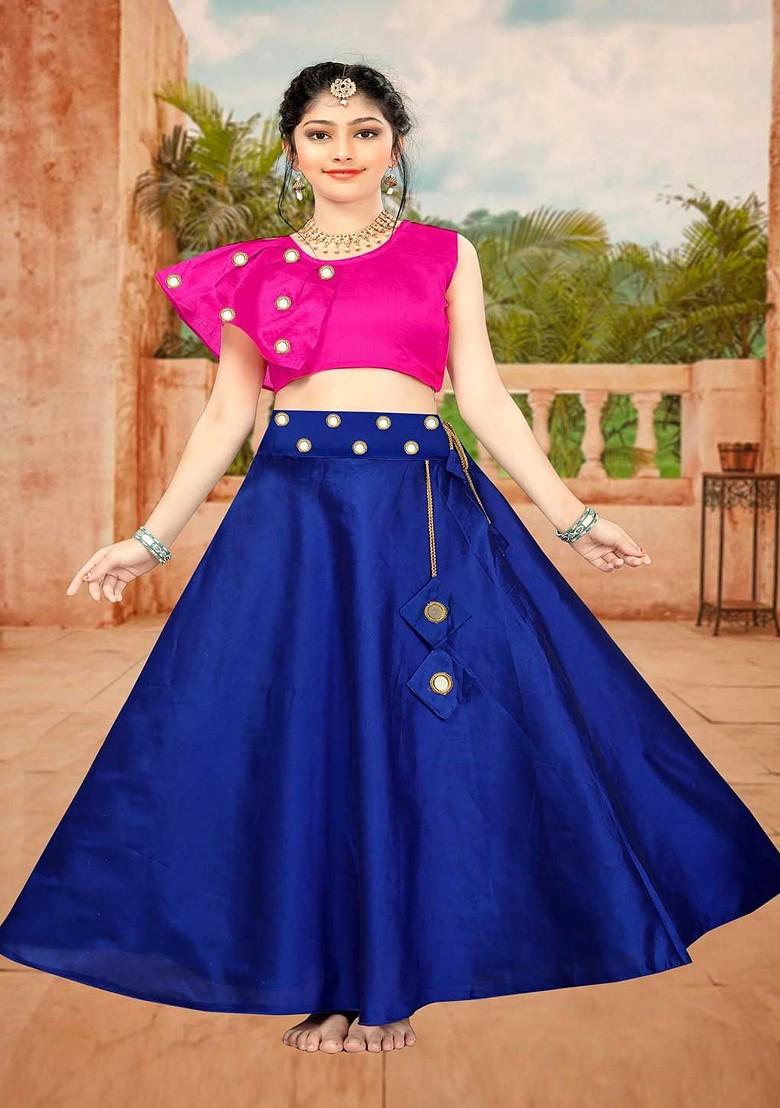 Pink Embellished Blended Lehenga Choli For Girls - Indya