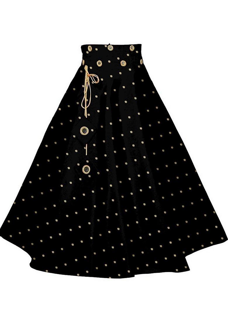 Black Embellished Blended Lehenga Choli For Girls - Indya