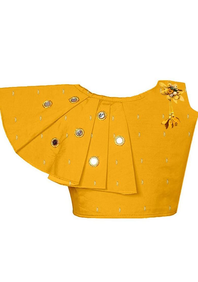 Yellow Embellished Blended Lehenga Choli For Girls - Indya