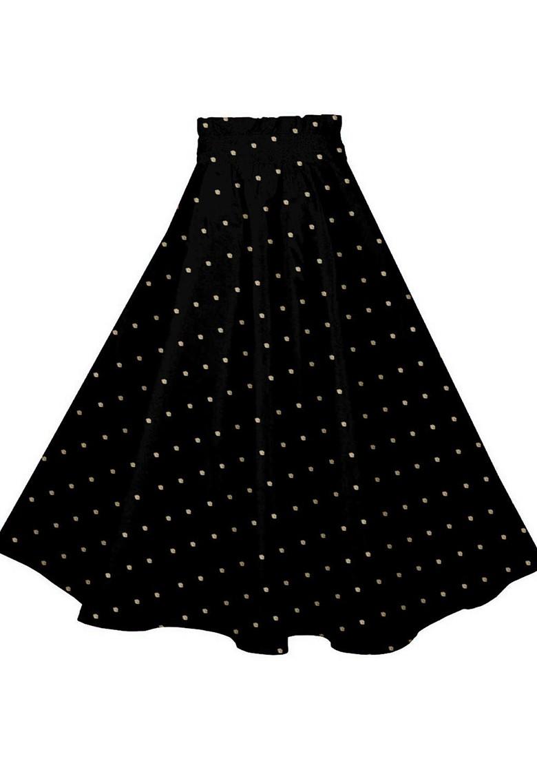 Black Embellished Blended Lehenga Choli For Girls - Indya