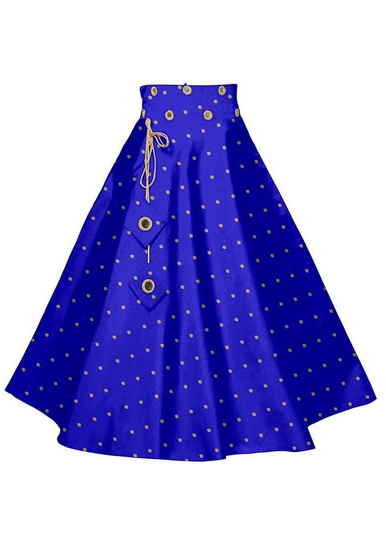 Blue Embroidered Blended Lehenga Choli For Girls - Indya