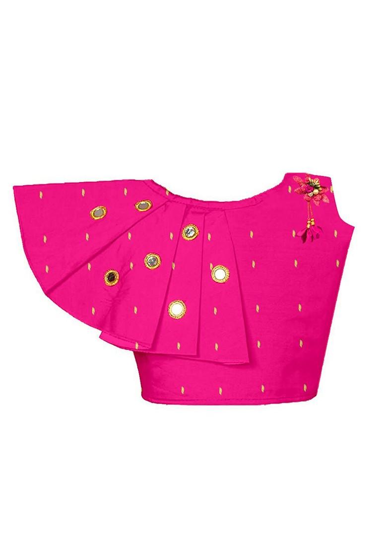 Pink Embellished Blended Lehenga Choli For Girls - Indya