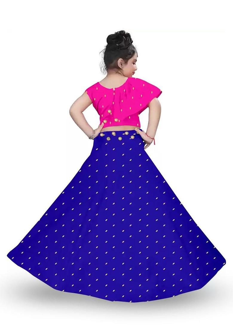 Pink Embellished Blended Lehenga Choli For Girls - Indya