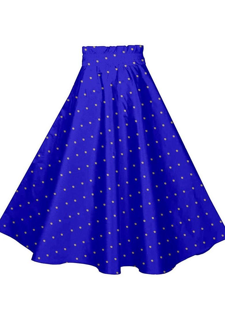 Blue Embellished Blended Lehenga Choli For Girls - Indya