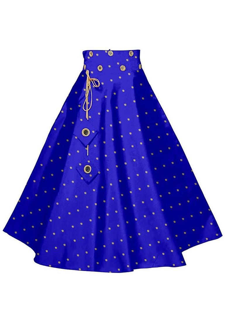 Blue Embellished Blended Lehenga Choli For Girls - Indya