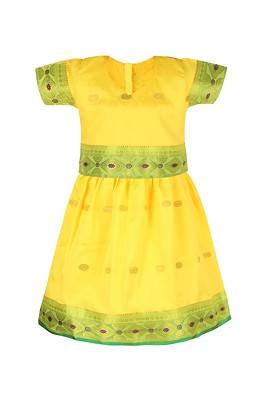 Yellow Embroidered Blended Lehenga Choli For Girls