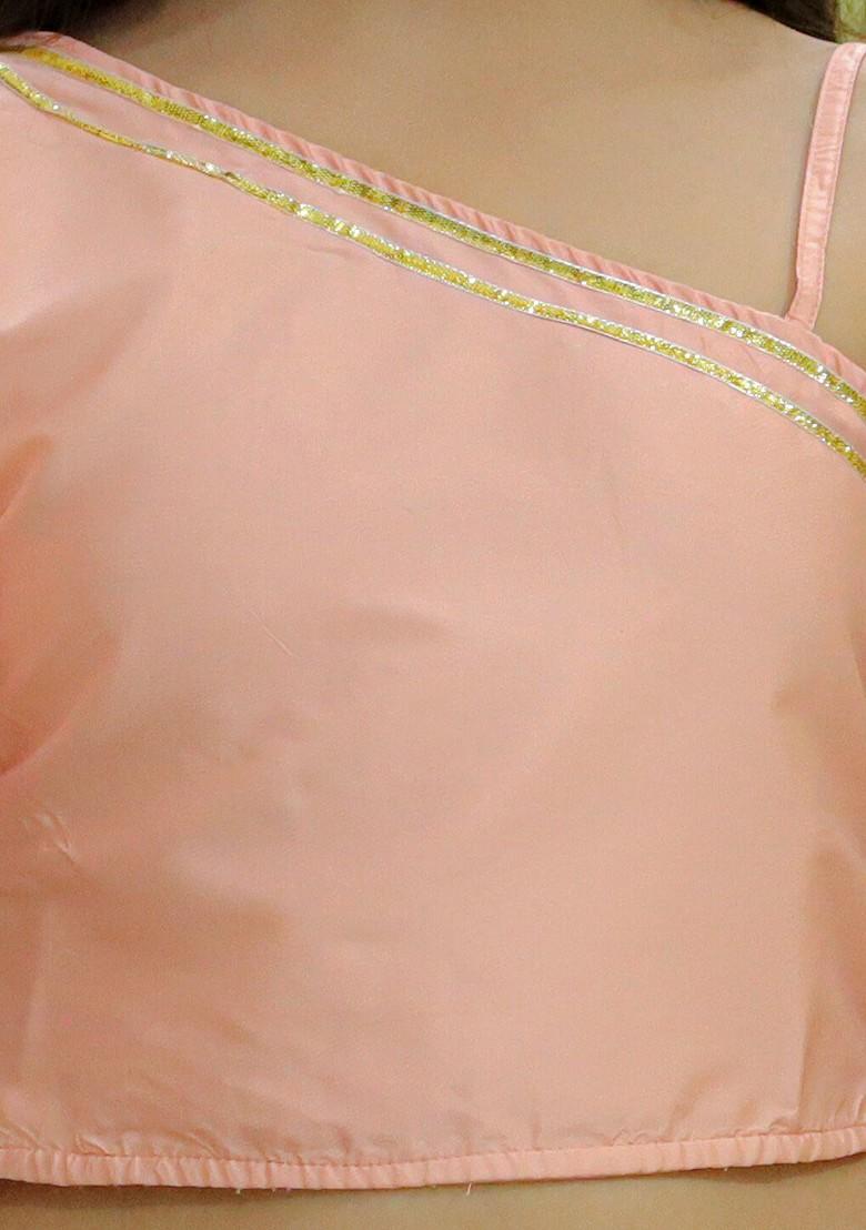 Peach Embroidered Blended Lehenga Choli For Girls - Indya