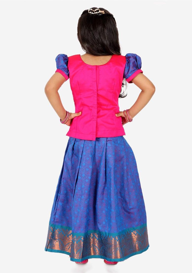 Pink Embroidered Blended Lehenga Choli For Girls - Indya