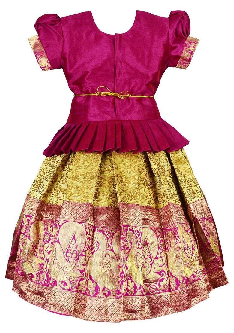 Purple Embroidered Silk Lehenga Choli For Girls - Indya