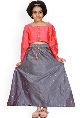 Pink Embellished Blended Lehenga Choli For Girls