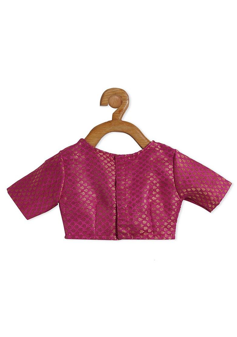 Pink Embroidered Blended Lehenga Choli For Girls - Indya