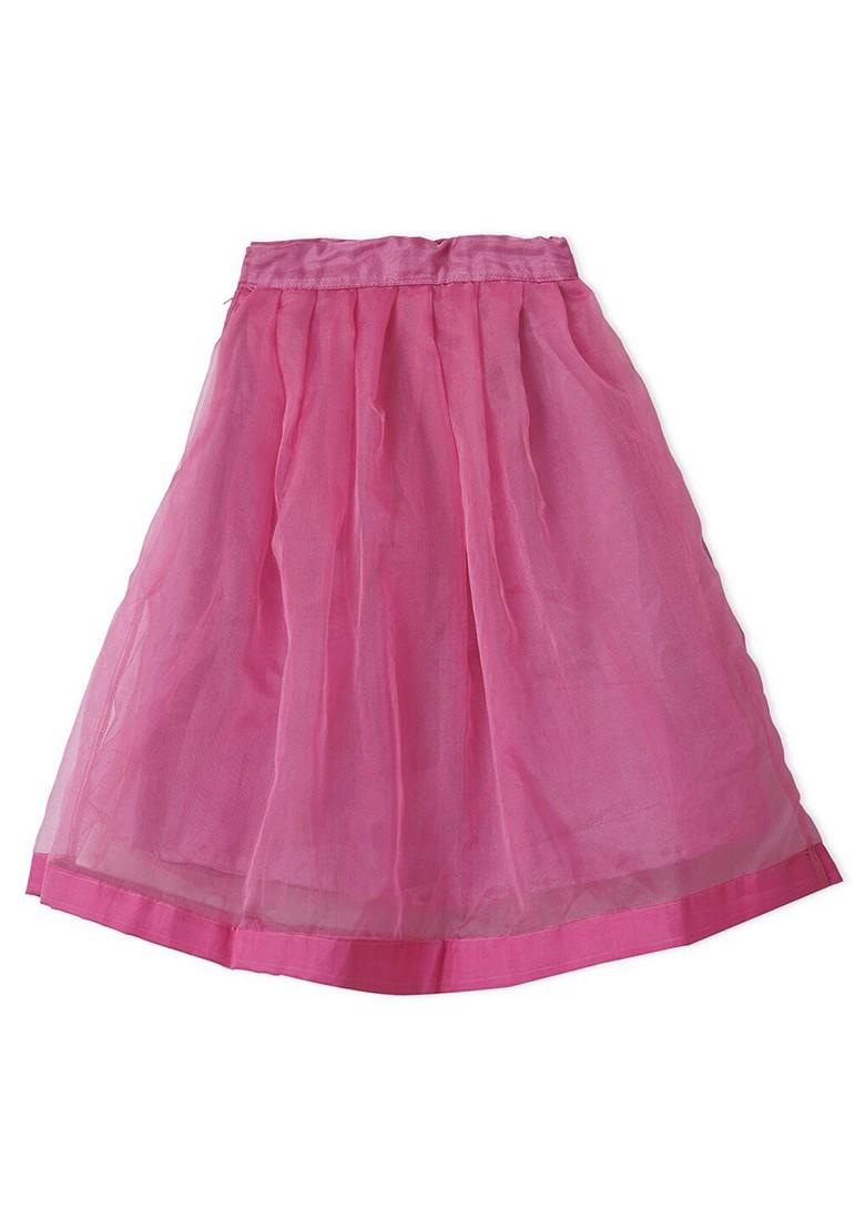 Pink Embroidered Blended Lehenga Choli For Girls - Indya