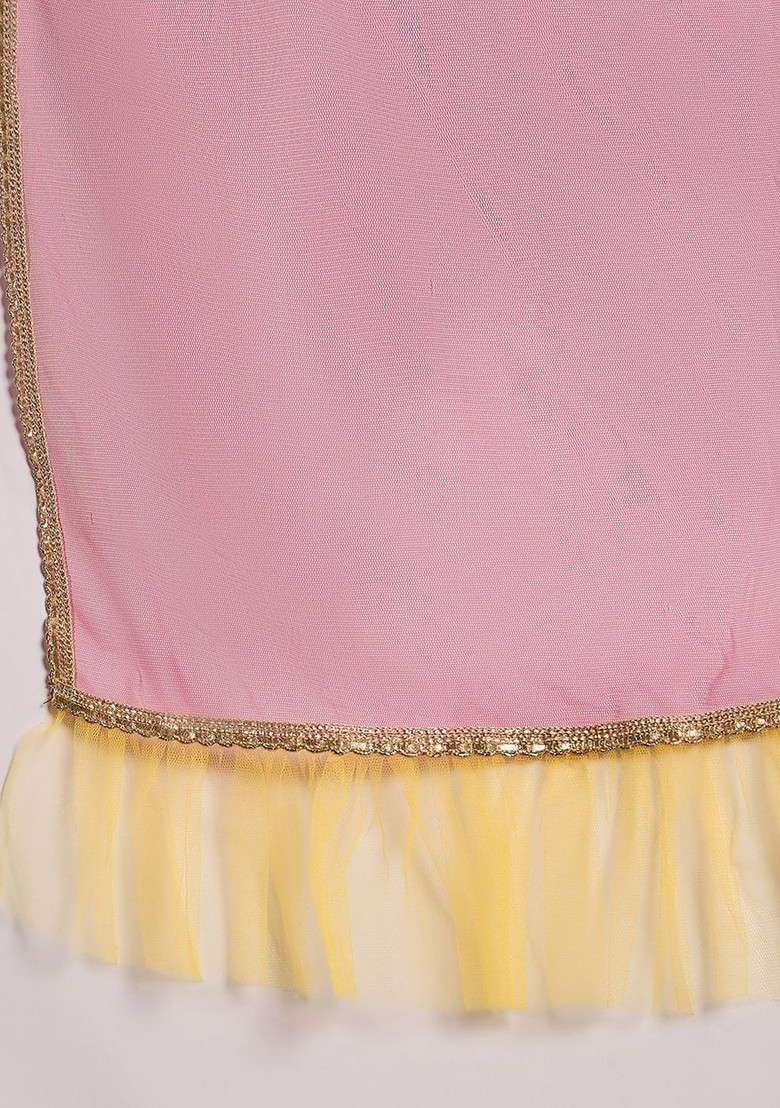 Red Printed Blended Lehenga Choli For Girls - Indya