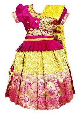 Purple Embroidered Blended Lehenga Choli For Girls