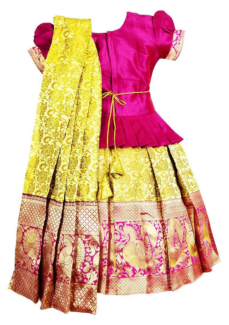 Purple Embroidered Blended Lehenga Choli For Girls - Indya