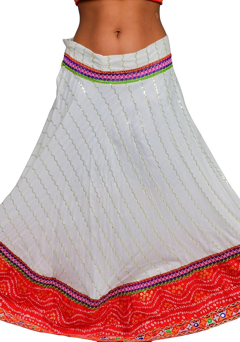 Red Embroidered Cotton Blend Lehenga Choli For Girls - Indya