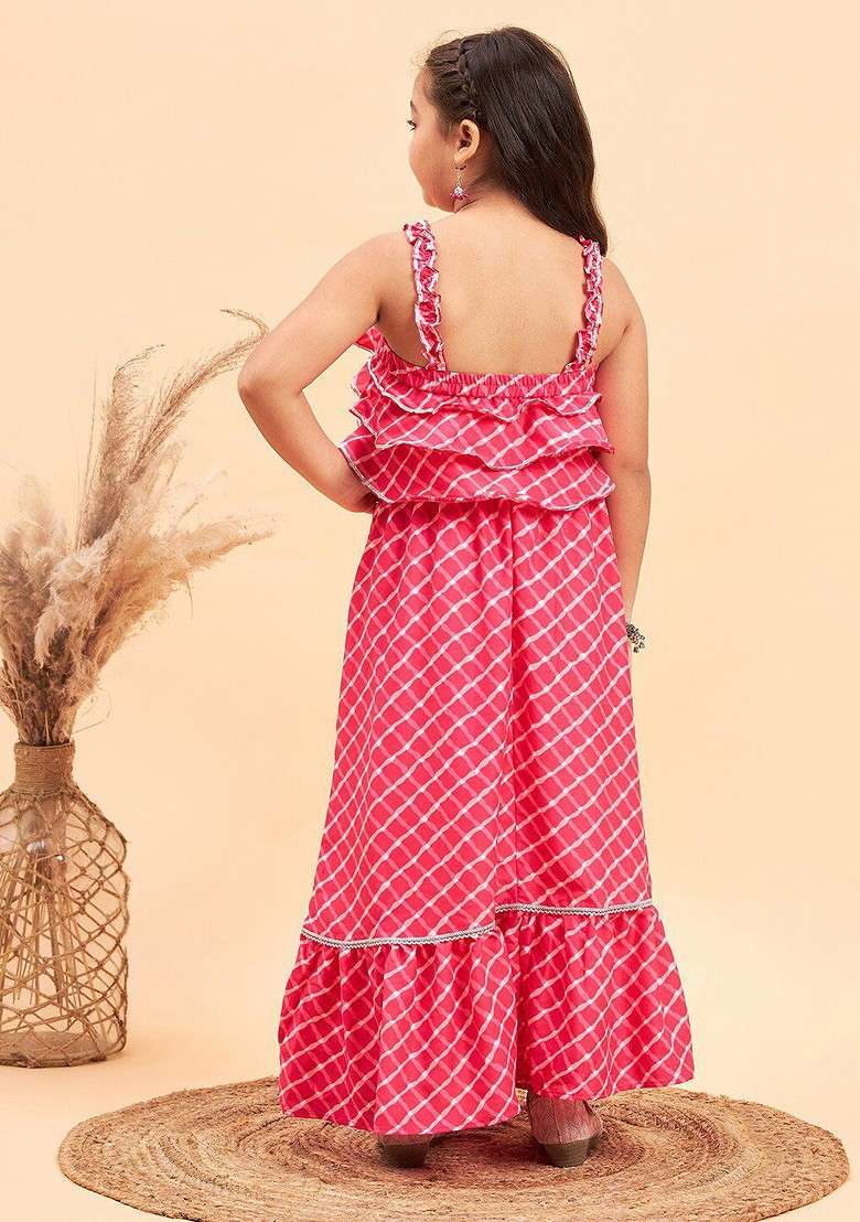 Pink Embroidered Blended Lehenga Choli For Girls - Indya