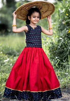 Black Printed Blended Lehenga Choli For Girls