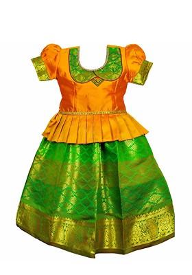 Gold Embroidered Blended Lehenga Choli For Girls