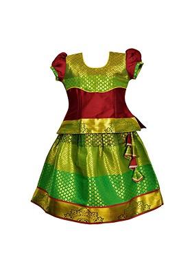 Maroon Embroidered Blended Lehenga Choli For Girls
