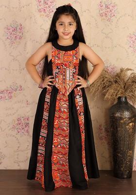 Black Embroidered Blended Lehenga Choli For Girls