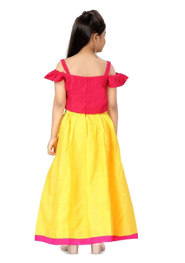 Pink Embroidered Blended Lehenga Choli For Girls - Indya